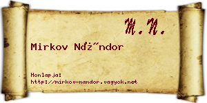 Mirkov Nándor névjegykártya